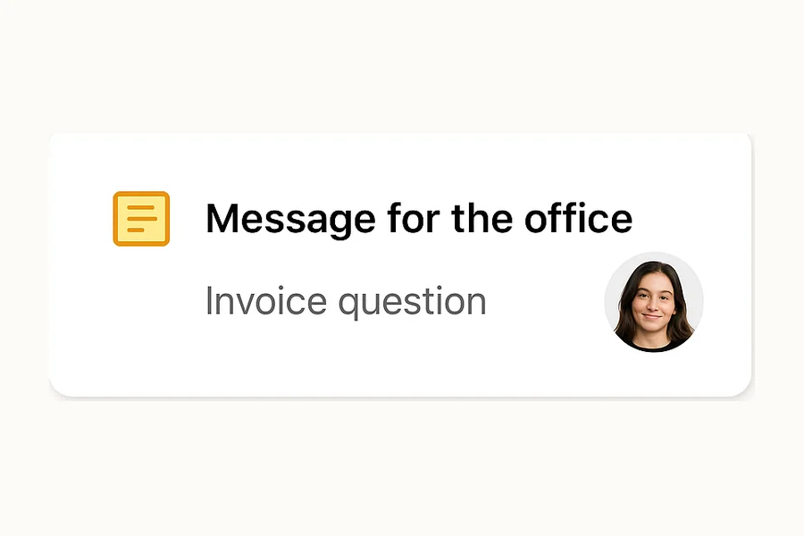 A message for the office about an invoice question